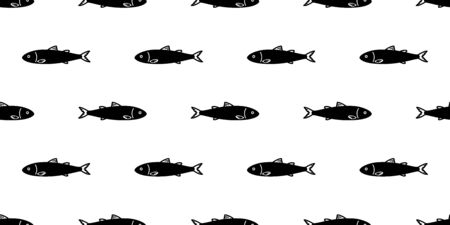 fish Seamless pattern vector salmon tuna shark scarf isolated dolphin whale ocean sea cartoon repeat wallpaper tile background doodle illustrationのイラスト素材