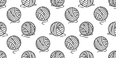 yarn ball seamless pattern vector balls of yarn knitting needles cat toy repeat isolated wallpaper tile background cartoon illustrationのイラスト素材