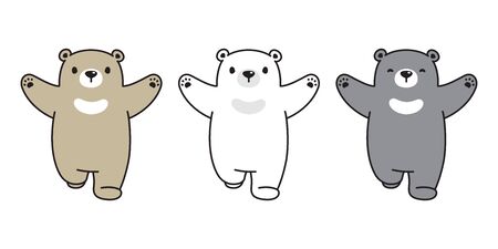 Bear icon vector teddy polar bear running logo teddy cartoon character illustration doodle