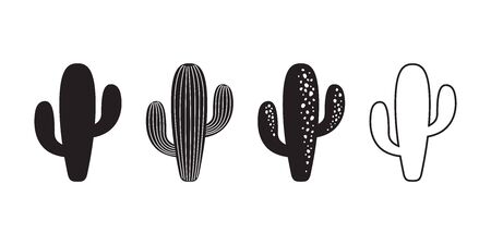 cactus icon vector logo symbol sign desert flower botanica plant garden summer tropical illustration doodleのイラスト素材