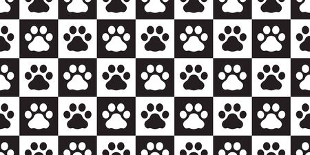 Dog Paw seamless pattern vector footprint cat pet checked scarf isolated cartoon repeat wallpaper tile background designのイラスト素材