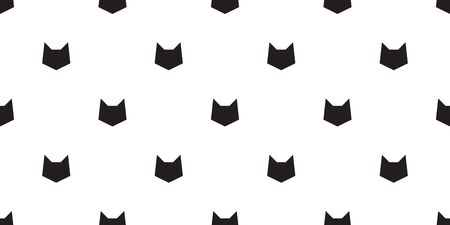 cat seamless pattern vector kitten calico head face scarf isolated cartoon tile wallpaper repeat background illustration doodle designのイラスト素材