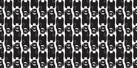 Bear seamless pattern vector polar bear cartoon scarf isolated repeat background tile wallpaper illustration design blackのイラスト素材