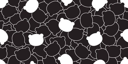 Bear seamless pattern vector polar bear head scarf isolated cartoon repeat background tile wallpaper doodle illustration black designのイラスト素材