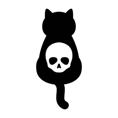 cat skull icon vector Halloween logo bone kitten ghost character cartoon illustration doodle designのイラスト素材
