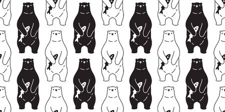 Bear seamless pattern vector polar bear scarf isolated cartoon repeat background tile wallpaper doodle illustration designのイラスト素材