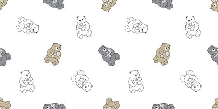 Bear seamless pattern vector polar bear kid scarf isolated cartoon tile wallpaper repeat background illustration doodle designのイラスト素材