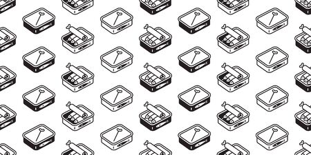 cat food seamless pattern vector fish can kitten calico scarf isolated tile background repeat wallpaper cartoon illustration doodle designのイラスト素材