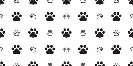 Dog Paw seamless pattern footprint vector pet cat scarf isolated cartoon repeat wallpaper tile background designのイラスト素材