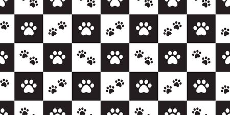 Dog Paw seamless pattern vector footprint cat pet checked scarf isolated cartoon repeat wallpaper tile background doodle designのイラスト素材