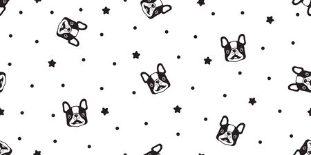 dog seamless pattern vector french bulldog polka dot star cartoon scarf isolated repeat background tile wallpaper illustration designのイラスト素材