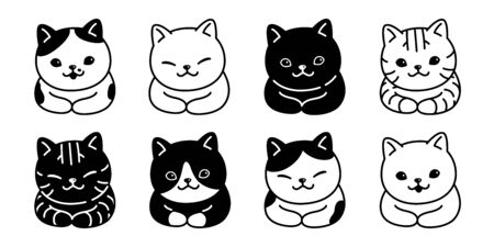 cat vector kitten breed calico icon logo symbol cartoon character illustration white doodle designのイラスト素材