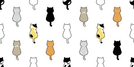 cat seamless pattern vector kitten calico breed scarf isolated cartoon tile wallpaper repeat background illustration doodle designのイラスト素材