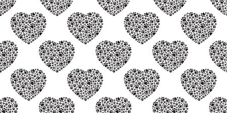 dog paw seamless pattern footprint vector heart valentine french bulldog cartoon scarf isolated repeat wallpaper tile background doodle illustration designのイラスト素材