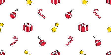 Christmas seamless pattern Santa Claus gift box candy cane scarf isolated cartoon repeat background tile wallpaper illustration gift wrap paper designのイラスト素材