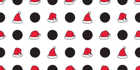 Christmas hat seamless pattern vector Santa Claus polka dot scarf isolated repeat wallpaper tile background illustration gift wrap paper designのイラスト素材