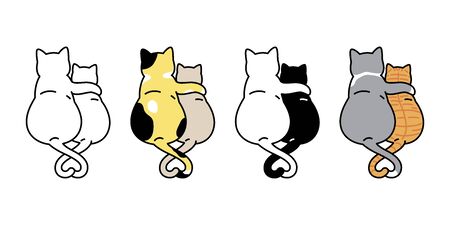 cat vector kitten valentine heart calico icon logo symbol cartoon character illustration doodle designのイラスト素材