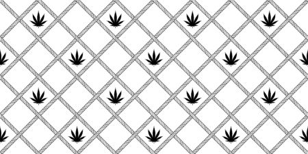 Weed seamless pattern Marijuana vector cannabis leaf rope scarf isolated checked repeat wallpaper tile background illustration designのイラスト素材