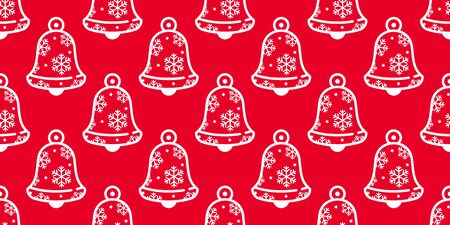 bell seamless pattern Christmas vector snowflake ring bell icon scarf isolated tile background repeat wallpaper cartoon illustration red designのイラスト素材
