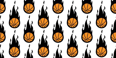 basketball fire seamless pattern vector ball sport cartoon scarf isolated repeat wallpaper tile background illustration doodle designのイラスト素材