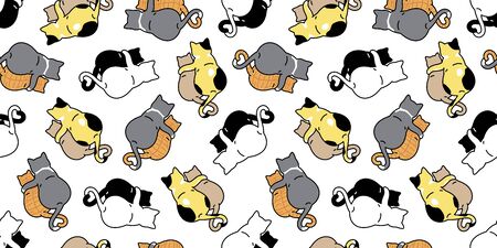 cat seamless pattern valentine heart kitten vector pet animal scarf isolated repeat background tile wallpaper cartoon doodle illustration designのイラスト素材