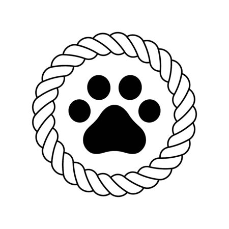 dog paw footprint icon vector rope french bulldog cartoon symbol character illustration designのイラスト素材