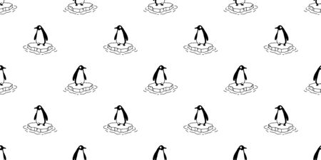 penguin Seamless pattern bird iceberg vector cartoon polar bear scarf isolated tile background repeat wallpaper illustration doodle designのイラスト素材