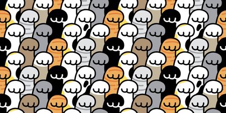 cat paw seamless pattern dog footprint kitten vector puppy breed pet scarf isolated repeat background tile wallpaper cartoon doodle illustration designのイラスト素材