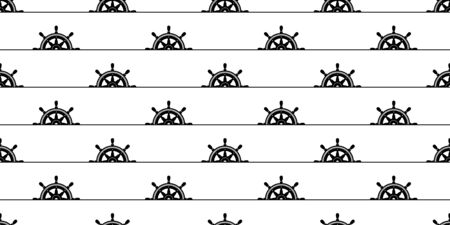 helm seamless pattern rope anchor vector boat pirate Nautical maritime ocean sea repeat wallpaper scarf isolated tile background illustration line designのイラスト素材
