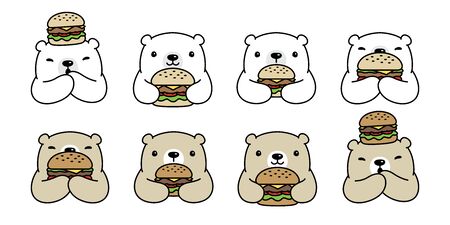 Bear vector polar bear hamburger food icon logo bakery teddy cartoon character symbol illustration doodle designのイラスト素材