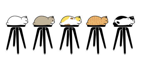 cat vector icon calico kitten character chair sleeping cartoon pet breed logo symbol illustration animal doodle designのイラスト素材