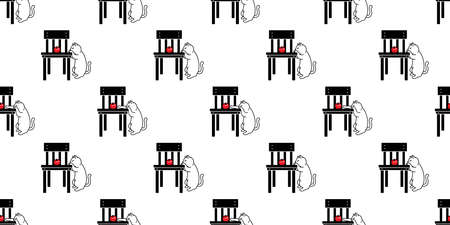 cat seamless pattern kitten calico vector pet apple fruit chair scarf isolated repeat background cartoon animal tile wallpaper illustration doodle designのイラスト素材
