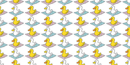 duck seamless pattern vector rubber duck bird farm beach towel cartoon animal scarf isolated repeat wallpaper tile background illustration doodle designのイラスト素材