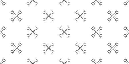 crossbones Halloween seamless pattern dog bone pirate skull vector ghost scarf isolated repeat...