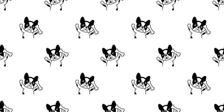 dog seamless pattern french bulldog vector bone pet puppy happy animal scarf isolated repeat wallpaper tile background doodle cartoon illustration designのイラスト素材