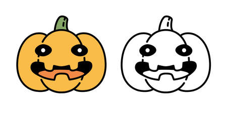 pumpkin Halloween vector icon logo symbol smile character cartoon ghost illustration doodle designのイラスト素材
