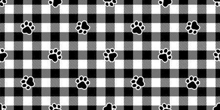 dog paw seamless pattern footprint cat checked tartan plaid french bulldog vector cartoon repeat wallpaper scarf isolated tile background illustration doodle designのイラスト素材