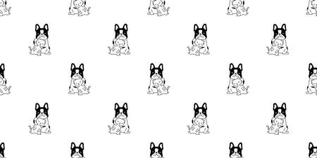 dog cat french bulldog seamless pattern vector kitten calico cartoon tile background repeat wallpaper scarf isolated illustration designのイラスト素材