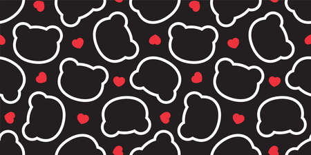 bear seamless pattern polar heart valentine vector head repeat wallpaper teddy scarf isolated cloud...