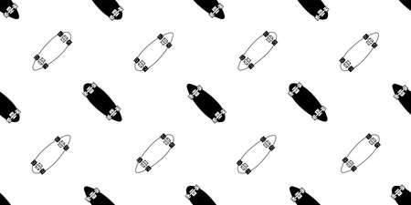 skateboard seamless pattern skating vector cruiser board extreme sport cartoon scarf isolated repeat wallpaper tile background illustration gift wrap paper white black designのイラスト素材