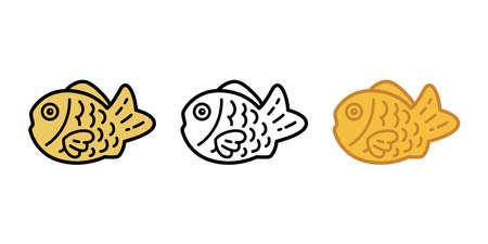 fish vector icon Taiyaki bakery food snack salmon tuna cartoon symbol illustration doodle designのイラスト素材