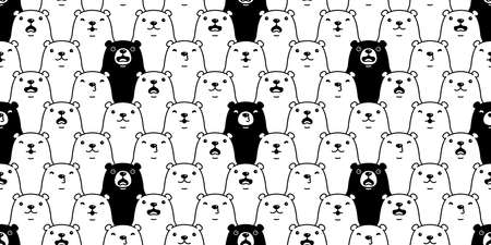 Bear seamless pattern polar bear vector breed cartoon tile wallpaper doodle repeat background illustration black white designのイラスト素材