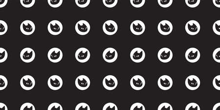 cat seamless pattern kitten head polka dot calico breed vector pet scarf isolated cartoon animal tile wallpaper repeat background illustration black doodle designのイラスト素材