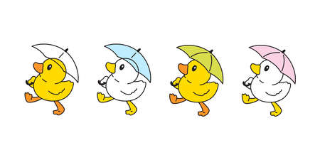 duck vector icon umbrella logo bird chicken cartoon character symbol doodle illustration designのイラスト素材