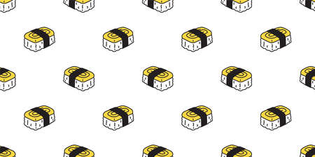 Sushi seamless pattern Tamakoyaki onigiri vector japanese food tile background doodle scarf isolated illustration cartoon repeat wallpaper designのイラスト素材