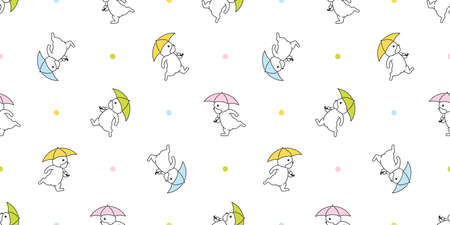 dog seamless pattern french bulldog umbrella raining vector footprint paw cartoon repeat wallpaper tile background scarf isolated illustration doodle color designのイラスト素材