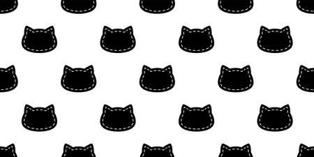 cat seamless pattern kitten head dash line calico vector pet scarf isolated cartoon animal tile wallpaper repeat background illustration doodle designのイラスト素材