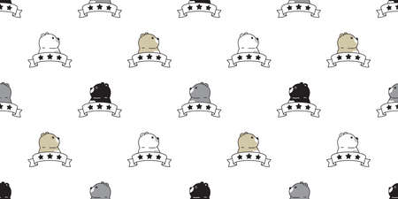 Bear seamless pattern polar bear ribbon vector cartoon doodle tile background repeat wallpaper illustration designのイラスト素材