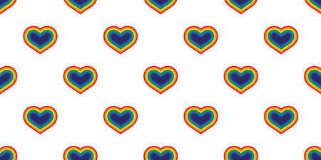 heart seamless pattern LGBT vector valentine rainbow Pride cartoon doodle scarf isolated tile background repeat wallpaper illustration designのイラスト素材