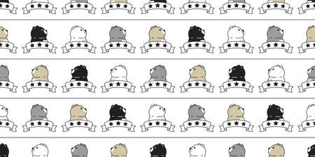 Bear seamless pattern polar bear ribbon vector cartoon doodle repeat wallpaper tile background illustration designのイラスト素材